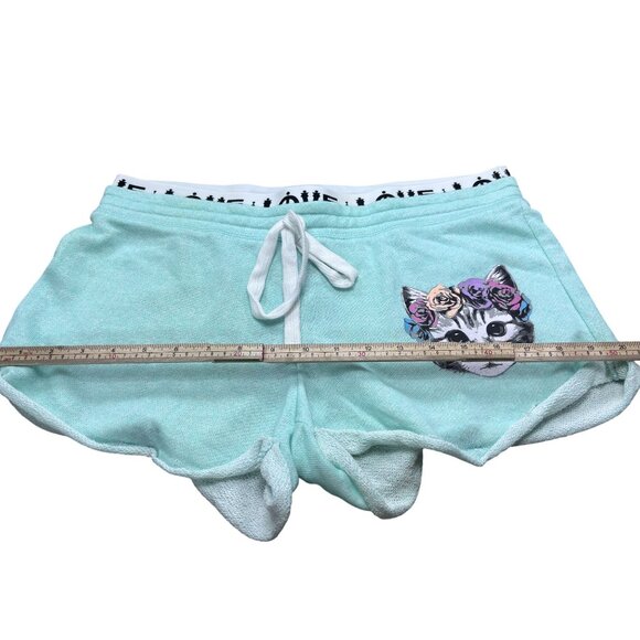 No Boundaries Womens Mist Mint Cat Print Shorts L - Picture 7 of 7